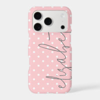 Polka Dot rose vierge script gris nom