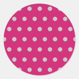 Polka Dot Round Stickers (Hot Pink & Gray)