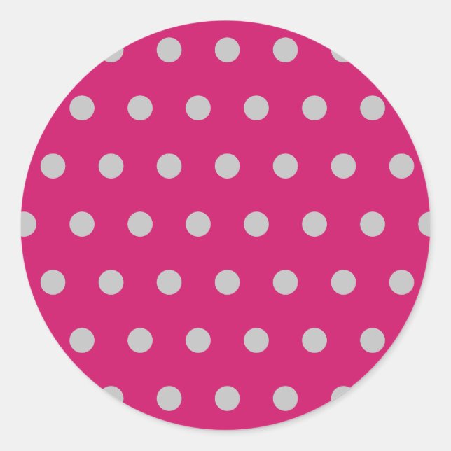 Polka Dot Round Stickers (Hot Pink & Gray) (Vorderseite)