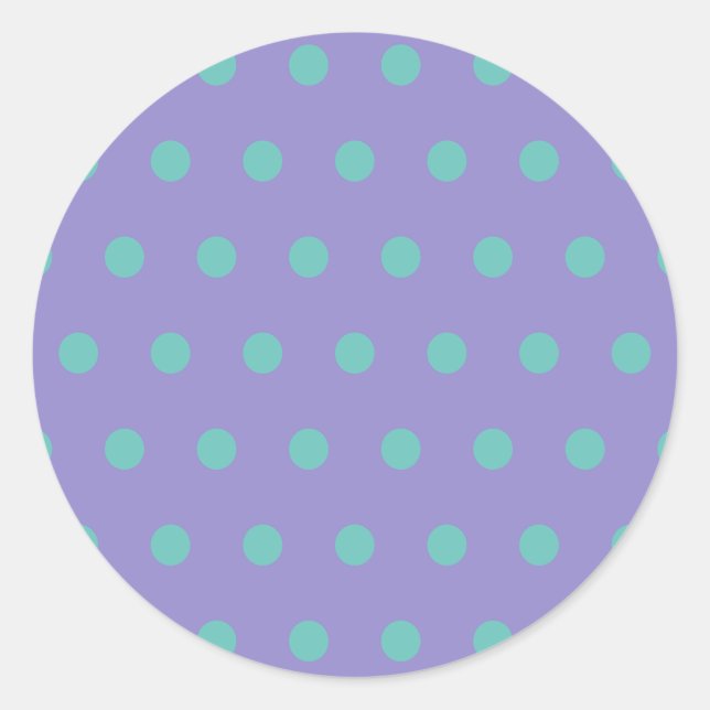 Polka Dot Round Stickers (Lavender & Aqua) (Vorderseite)