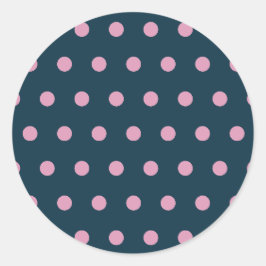Polka Dot Round Stickers Midnight Blue & Soft Pink