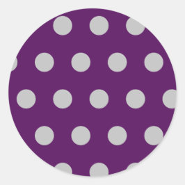 Polka Dot Round Stickers (Plum & Silver)