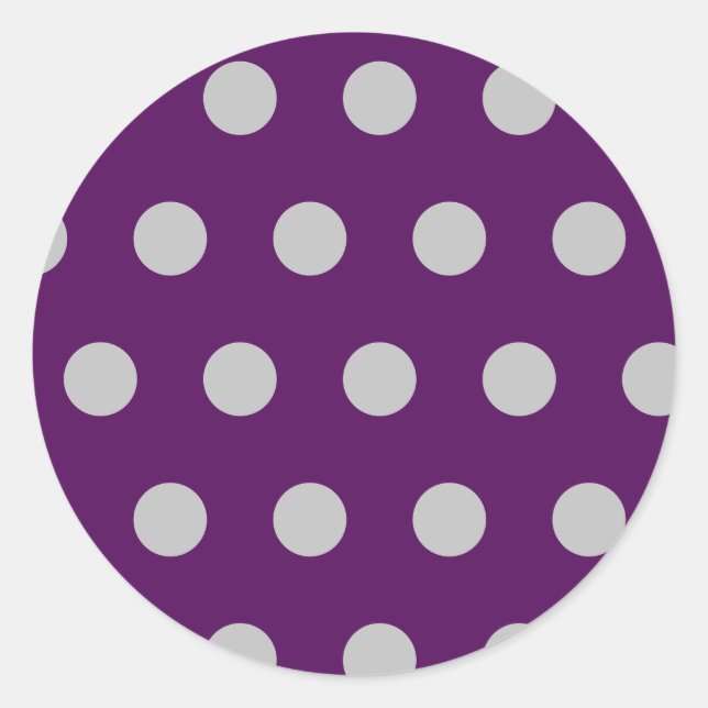 Polka Dot Round Stickers (Plum & Silver) (Vorderseite)