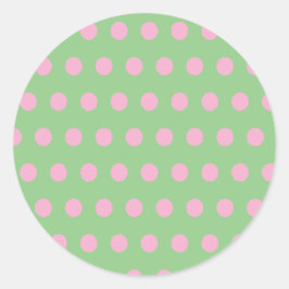Polka Dot Round Stickers (Sage Green & Pastel Pink
