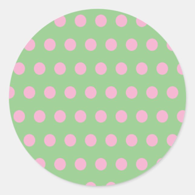 Polka Dot Round Stickers (Sage Green & Pastel Pink (Vorderseite)