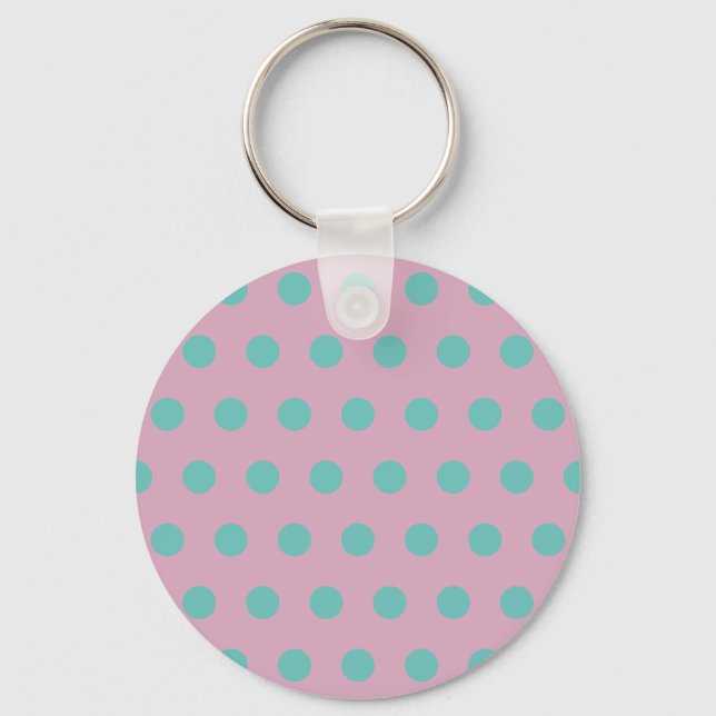 Polka Dot Schlüsselanhänger (Pink & Aqua) (Vorderseite)