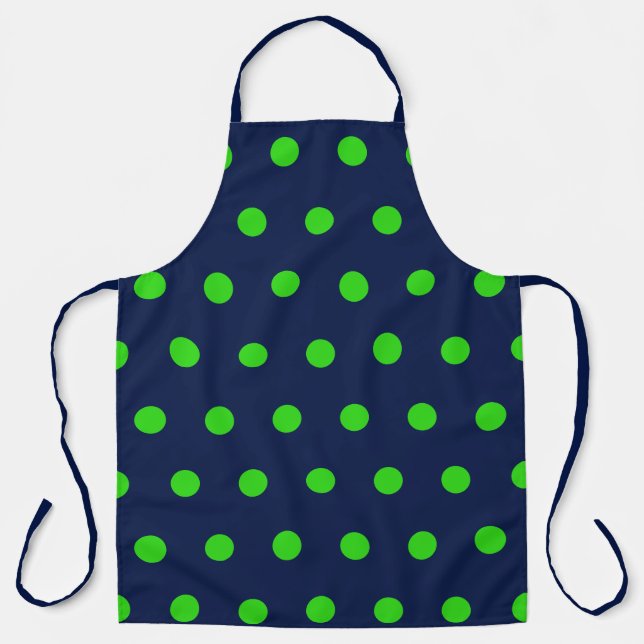 Polka Dot Schürze (Navy Blue & Lime Green) (Vorderseite)