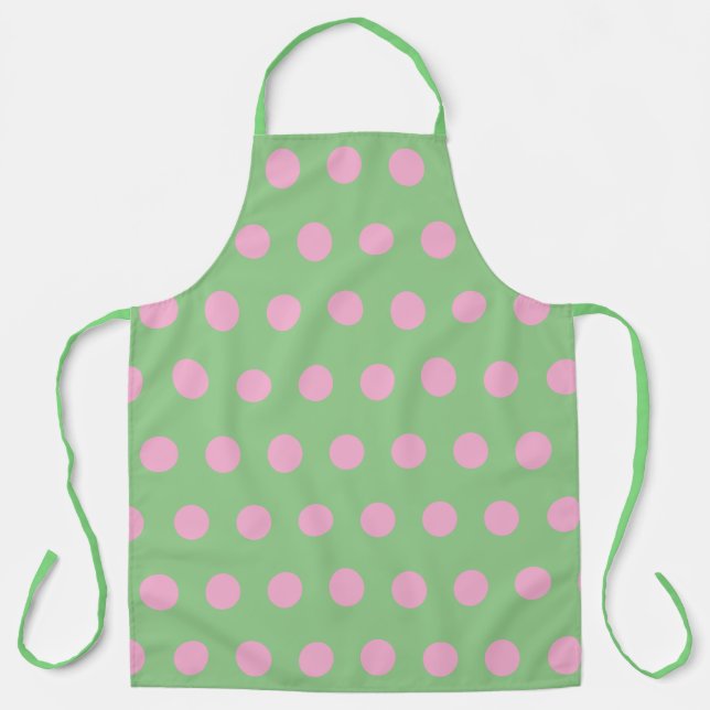 Polka Dot Schürze (Sage Green & Pastel Pink) (Vorderseite)