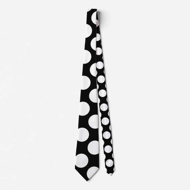 Polka Dot (Schwarz & Weiß) in beliebiger Größe anp Krawatte (Vorderseite)