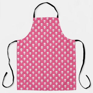 Polka Dot Skulls auf rosa All-over Print Schürze