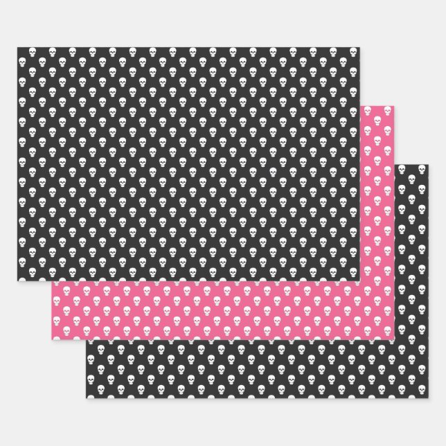 Polka Dot Skulls Wrapping Paper Set Geschenkpapier Set (Set)