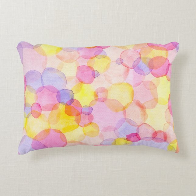 Polka Dot Splash: Farbenfrohe Wasserfarbe Dekokissen (Vorderseite)