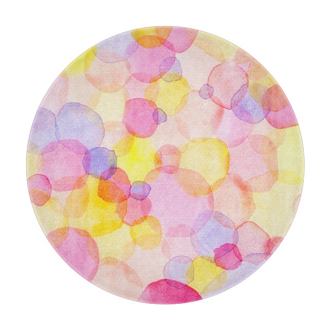 Polka Dot Splash: Farbenfrohe Wasserfarbe Schneidebrett (Vorderseite)
