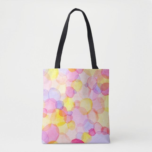 Polka Dot Splash: Farbenfrohe Wasserfarbe Tasche (Vorderseite)