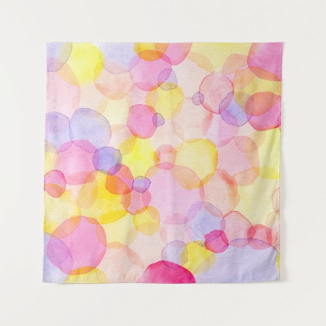 Polka Dot Splash: Farbenfrohe Wasserfarbe Wandteppich (Vorderseite)