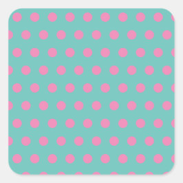 Polka Dot Square Stickers (Aqua & Pink)