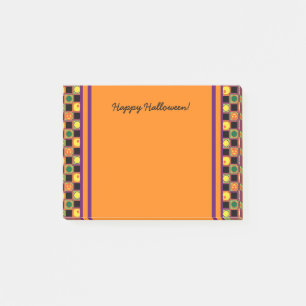 Polka Dot Squares Halloween Pumpkin Pattern Post-it Klebezettel