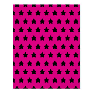 Polka dot stars - schwarz & rosa poster