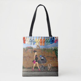 Polka-dot Street Art Scene Tasche