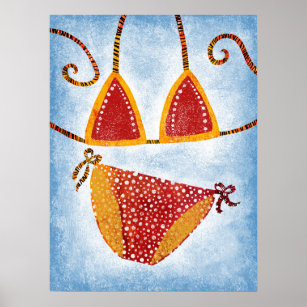 Polka Dot String Bikini Poster Kunst, Dichtung und