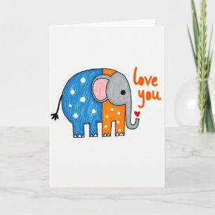 Polka Dot Süßer Elefant Liebt Dich Karte