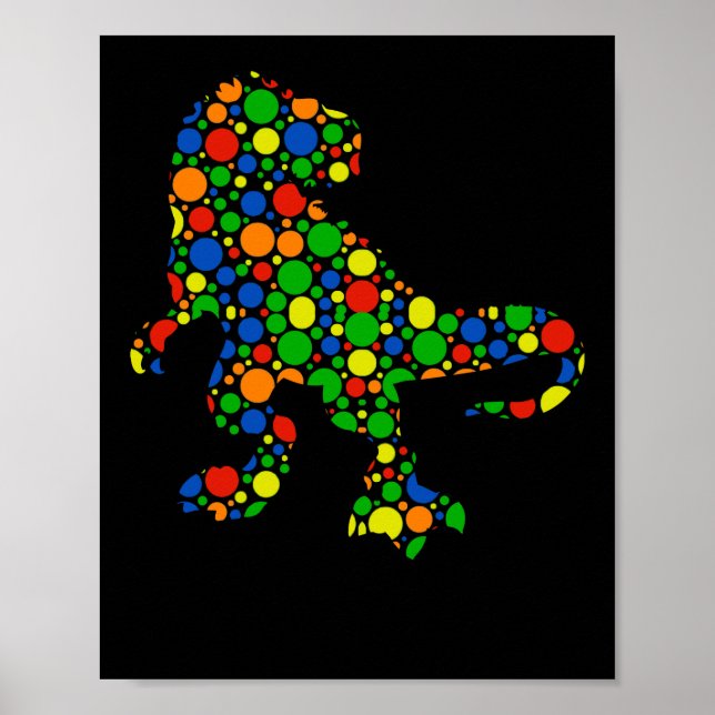 Polka Dot T Rex Dinosaur 15. September Dot Day Poster (Vorne)