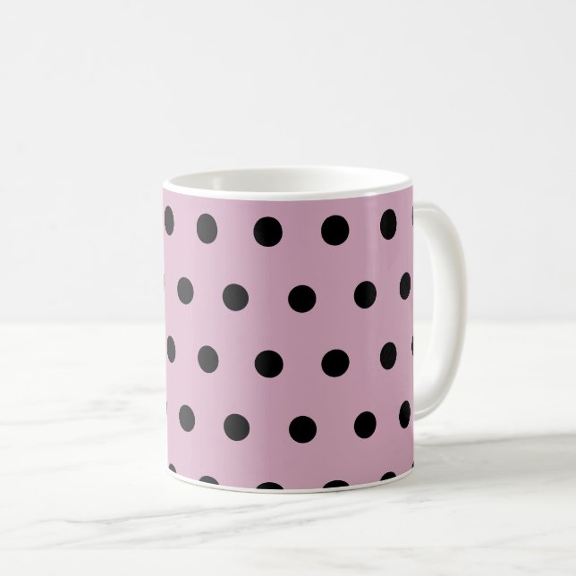 Polka Dot Tasse (rosa und schwarz) (VorderseiteRechts)