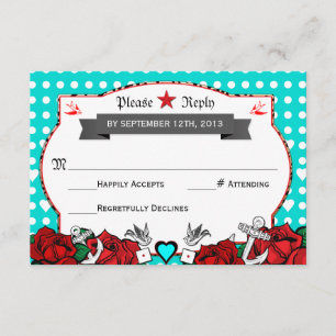 Polka Dot Tattoo Rockabilly Mariage Carte Rsvp