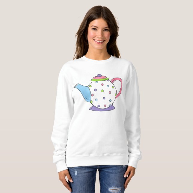 Polka Dot Tea Pot Teapot Tee Party Sweatshirt (Vorne ganz)