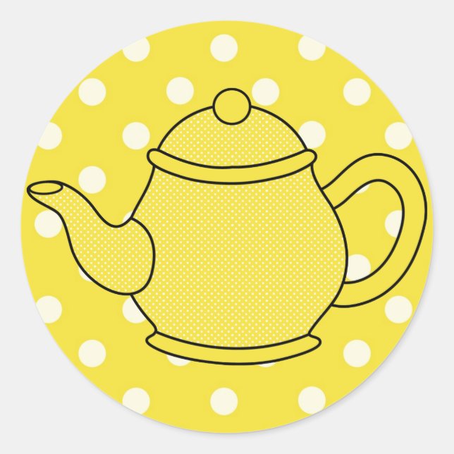 Polka Dot Teapot V2 Runder Aufkleber (Vorderseite)