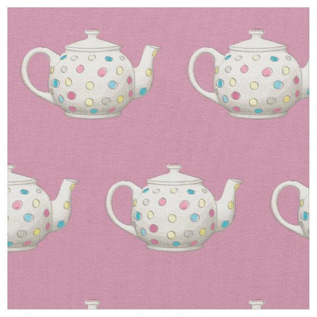 Polka Dot Tee Pot Pink Stoff (Nahaufnahme)