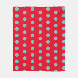 Polka Dot Throw Blanket (Red & Aqua) Fleecedecke