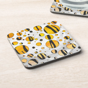 Polka Dot Tiger Black and Orange Print Getränkeuntersetzer