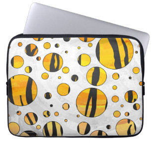 Polka Dot Tiger Black and Orange Print Laptopschutzhülle
