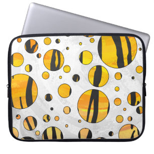 Polka Dot Tiger Black and Orange Print Laptopschutzhülle