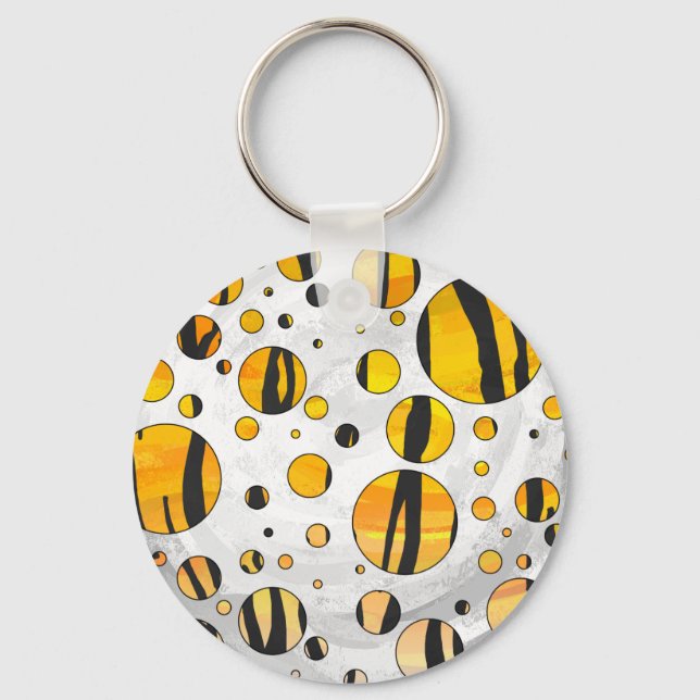 Polka Dot Tiger Black and Orange Print Schlüsselanhänger (Vorderseite)