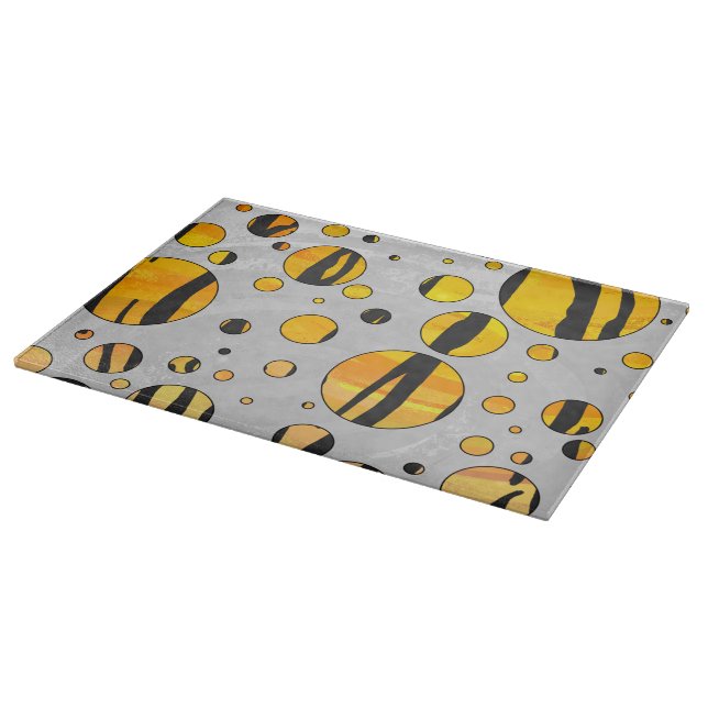 Polka Dot Tiger Black and Orange Print Schneidebrett (Ecke)