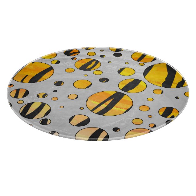 Polka Dot Tiger Black and Orange Print Schneidebrett (Ecke)