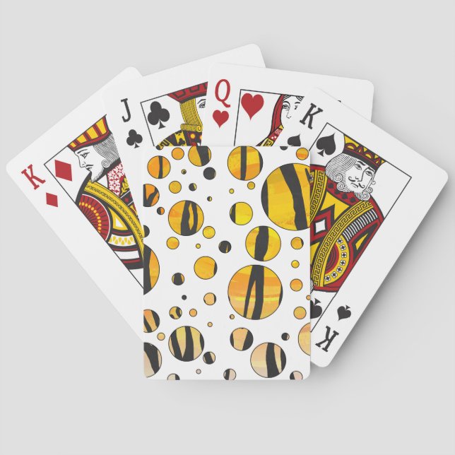 Polka Dot Tiger Black and Orange Print Spielkarten (Rückseite)