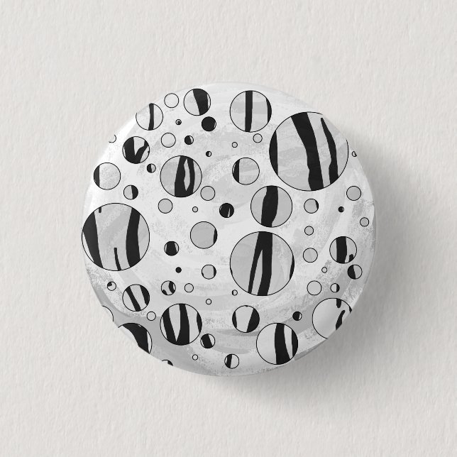 Polka Dot Tiger Black and White Print Button (Vorderseite)
