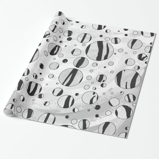 Polka Dot Tiger Black and White Print Geschenkpapier (Ungerollt)