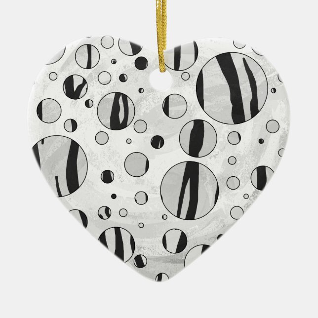 Polka Dot Tiger Black and White Print Keramik Ornament (Vorne)