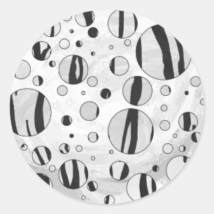 Polka Dot Tiger Black and White Print Runder Aufkleber