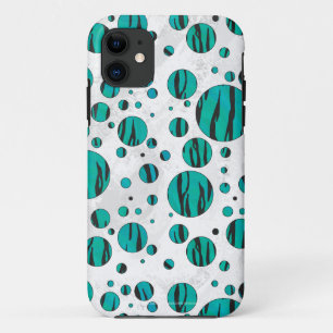 Polka Dot Tiger Black und Aquamarin Print Case-Mate iPhone Hülle