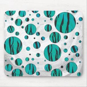 Polka Dot Tiger Black und Aquamarin Print Mousepad