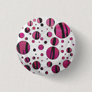 Polka Dot Tiger Hot Pink und Black Print Button