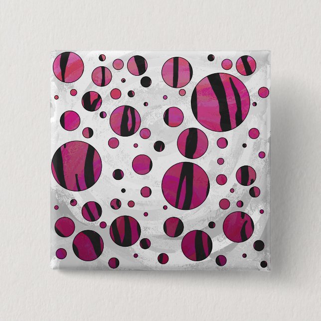 Polka Dot Tiger Hot Pink und Black Print Button (Vorderseite)