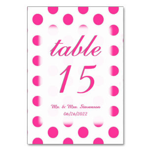 Polka Dot Tischnummern mit Name und Datum