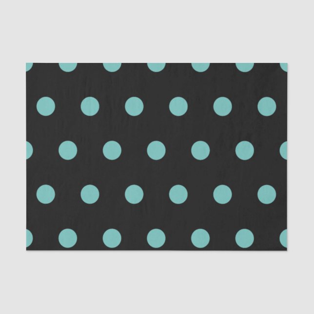 Polka Dot Tissue Paper (Black & Aqua) Seidenpapier (Vorderseite)