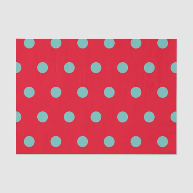 Polka Dot Tissue (Red & Aqua) Seidenpapier (Vorderseite)